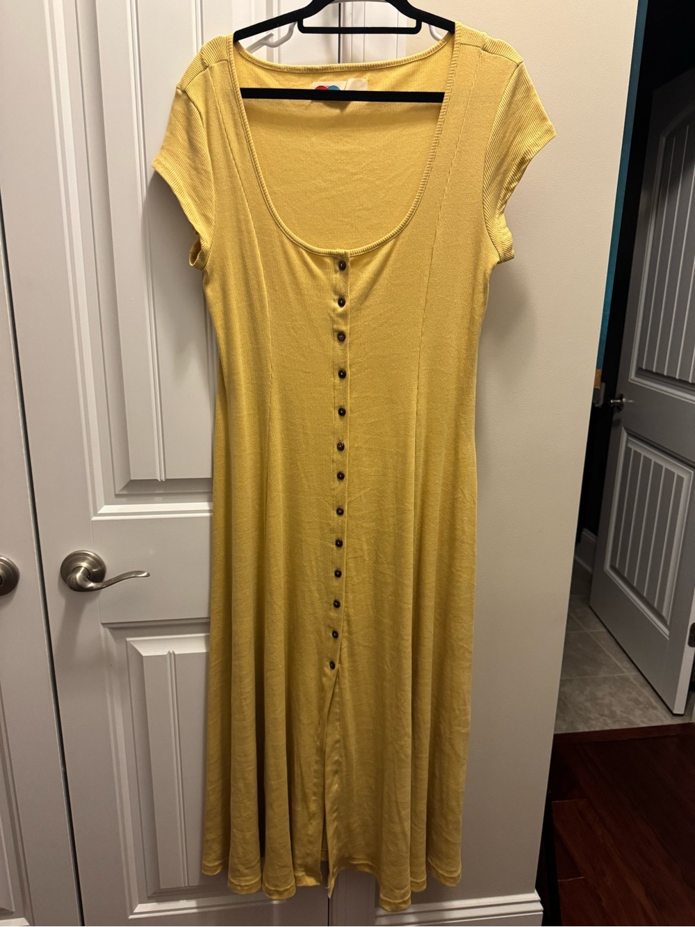 Free People Beach Yellow Button-Front Scoop Neck Maxi Dress - Women's